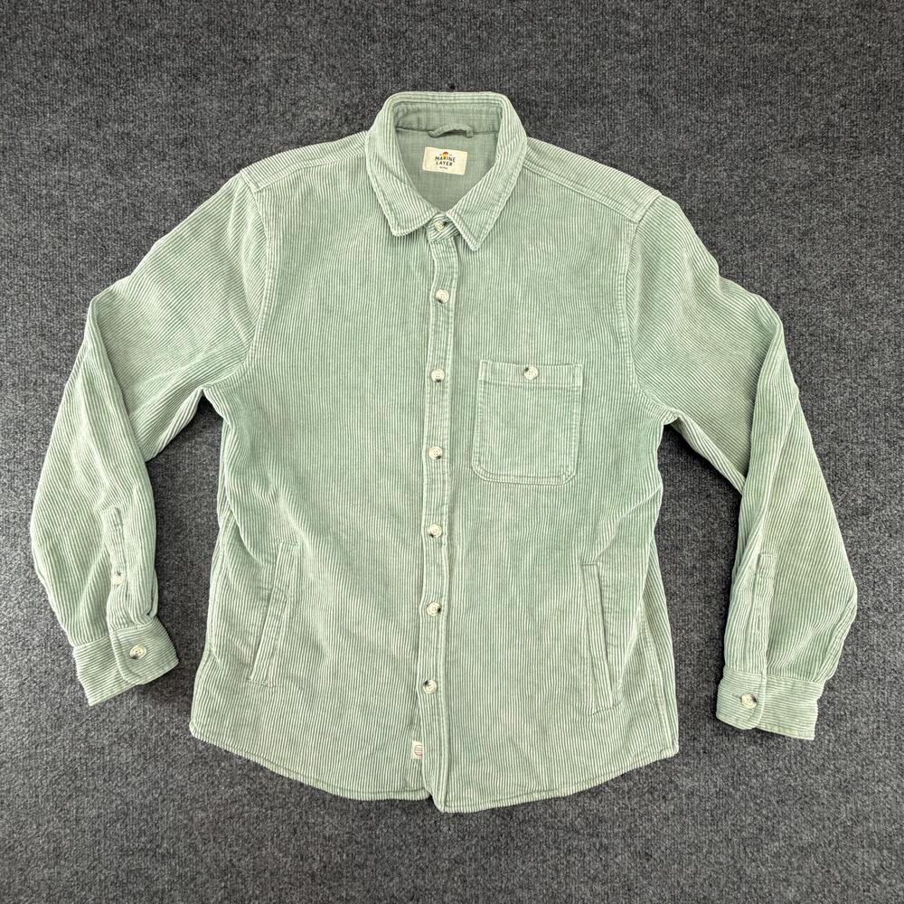 Marine Layer Marge Shirt Mens Medium Green Corduroy Long Sleeve Button Up